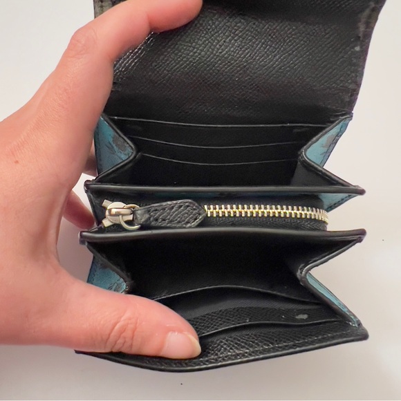 Coach Accordion Wallet In Badlands Floral Print Silver/Turquoise/Black F56723 - Picture 9 of 11